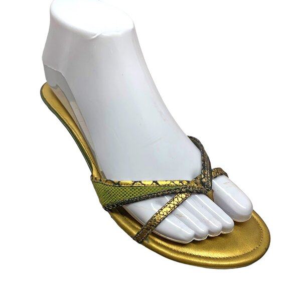 Cole Haan D16764 Metallic Leather Thong Kitten Heel Slides - Picture 2 of 10